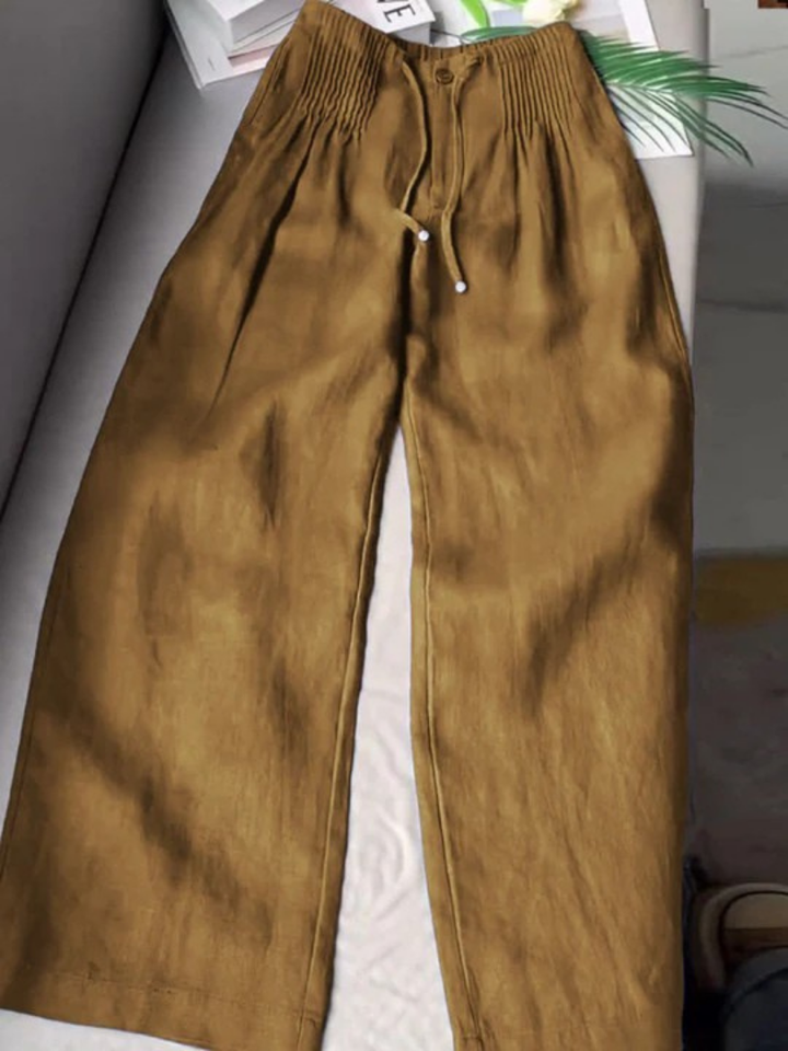 Camille - Wide-leg Pants in Cotton and Linen Blend